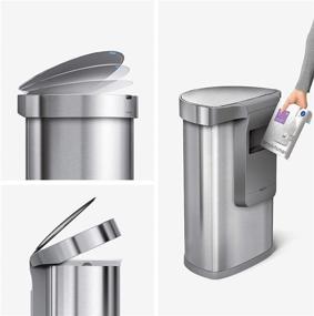 img 2 attached to simplehuman 45L / 12 Gal Semi-Round Auto Sensor Trash Can, Brushed Stainless Steel