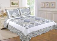 🛏️ reversible full/queen size bedspread quilt set - platinum/silver/grey patchwork prints - 3-piece (king 90"x100") logo