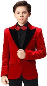 img 4 attached to Single Breasted Velvet Toddler Blazer Jacket for Boys - Stylish Clothing Option
