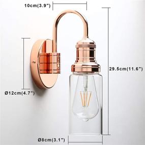 img 3 attached to 🔦 Permo Industrial Vintage Gooseneck Wall Mount Single Sconce with Clear Glass Shade – Copper Finish