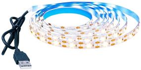 img 4 attached to KXZM USB LED Strip Light - Natural White, USB Powered 13.2ft 240LEDs, Flexible SMD2835, High Brightness 4000-4500K, Non-Waterproof IP33 LED Tape Lights (2pcs x 6.6ft)