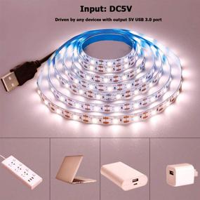 img 1 attached to KXZM USB LED Strip Light - Natural White, USB Powered 13.2ft 240LEDs, Flexible SMD2835, High Brightness 4000-4500K, Non-Waterproof IP33 LED Tape Lights (2pcs x 6.6ft)