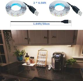 img 2 attached to KXZM USB LED Strip Light - Natural White, USB Powered 13.2ft 240LEDs, Flexible SMD2835, High Brightness 4000-4500K, Non-Waterproof IP33 LED Tape Lights (2pcs x 6.6ft)