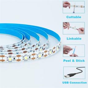 img 3 attached to KXZM USB LED Strip Light - Natural White, USB Powered 13.2ft 240LEDs, Flexible SMD2835, High Brightness 4000-4500K, Non-Waterproof IP33 LED Tape Lights (2pcs x 6.6ft)