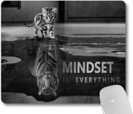 🐈 mindset is everything inspirational quote mouse pad - wknoon cute cat staring at its reflection tiger funny mouse pads motivational mat logo