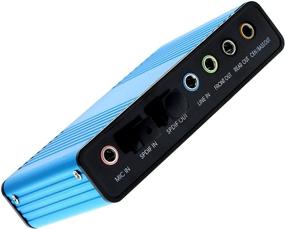 img 4 attached to 🔊 Optimal Shop USB 2.0 External Sound Card 6 Channel 5.1 Surround Adapter Audio S/PDIF for PC -Blue: Enhance Your PC Audio Experience