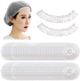 img 4 attached to 💦 200pcs Clear Plastic Disposable Shower Caps for Hair Processing, Spa, Home, Hotel, and Salon Use - Elastic Bath Caps