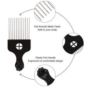 img 1 attached to 🔥 Набор расчесок COOKOO для африканских волос: 6 штук, смешанные металлические расчески для густых натуральных завитков – разделять, создавать укладку и бороться с статическим электричеством для женщин и мужчин.