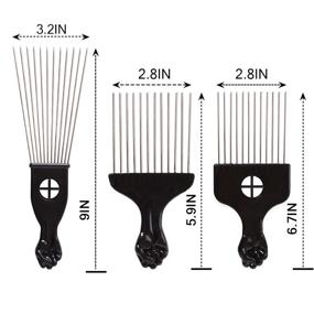 img 3 attached to 🔥 Набор расчесок COOKOO для африканских волос: 6 штук, смешанные металлические расчески для густых натуральных завитков – разделять, создавать укладку и бороться с статическим электричеством для женщин и мужчин.