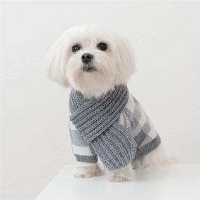 img 4 attached to 🐾 Cozy and Chic: Plaid Sweater with Matching Scarf for Dogs