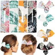 🌸 deft hair buns print hair bun makers cloth hair bands twist bun shapers floral hair accessories for women girls diy french bun waves twist hair braiding tools (vivid pattern) logo