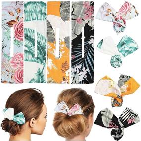 img 4 attached to 🌸 Deft Hair Buns Print Hair Bun Makers Cloth Hair Bands Twist Bun Shapers Floral Hair Accessories for Women Girls DIY French Bun Waves Twist Hair Braiding Tools (Vivid Pattern)