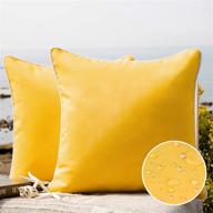 🌞 phantoscope pack of 2 waterproof outdoor throw pillow covers - decorative cushion cases for patio, couch, tent - sunbrella fabric (18''x18'', yellow) логотип