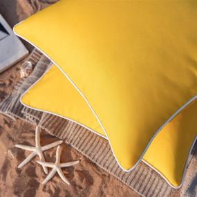 img 3 attached to 🌞 Phantoscope Pack of 2 Waterproof Outdoor Throw Pillow Covers - Decorative Cushion Cases for Patio, Couch, Tent - Sunbrella Fabric (18''x18'', Yellow)