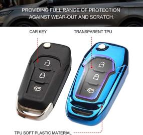 img 1 attached to 🔑 Premium Soft Rubber Ford Key Fob Case Cover - Ultimate 360° Protection for Ford Keychain & Dazzling Cool Look | Fits Ford F150 F250 15-19, Fusion, Mondeo, S-maxEdge, Fecosport, + Ford Edge