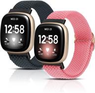 [2 pack] minyee bands compatible with fitbit versa 3/fitbit sense logo