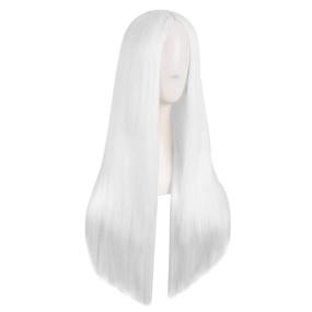 img 3 attached to 💇 MapofBeauty 28 Inch/70cm Women's Extraordinary Natural Long Straight Synthetic Wig (White)