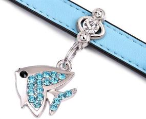 img 2 attached to 🐱 Stylish Bling Diamante Pendant Cat Collar - Freewindo Soft PU Leather Adjustable Collar for Small Dogs and Puppies - Ideal for Cats - Blue (Fish)