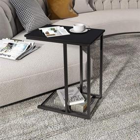 img 2 attached to 🛋️ YITAHOME C-Shaped Couch Table: Stylish Metal Sofa Side Table on Casters for Living Room & Kitchen, Easy Assembly, Black