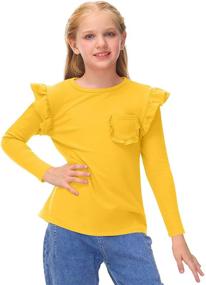 img 1 attached to 👚 BesserBay Toddler Shoulder Flutter T Shirt: Stylish Tops, Tees & Blouses for Girls' Clothing