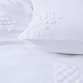 img 1 attached to 🛏️ White Boho Queen Duvet Cover Set with Tufted Texture, Clipped Dot Design, and Shabby Chic Jacquard Pattern - Elegant, Pretty, Cute 90x90 Bohemian Bedding Set with Diamond Geo - Zip Closure