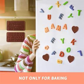 img 1 attached to 🍫 Набор из 5 кусков силиконовых форм для шоколада с деревянным молотком и палочкой - алмазное сердце, мороженое на палочке, форма букв и цифр для десертов, тортов и конфет - коричневый и белый