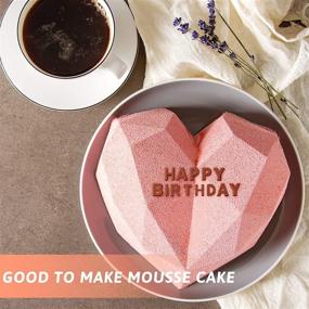 img 2 attached to 🍫 Набор из 5 кусков силиконовых форм для шоколада с деревянным молотком и палочкой - алмазное сердце, мороженое на палочке, форма букв и цифр для десертов, тортов и конфет - коричневый и белый