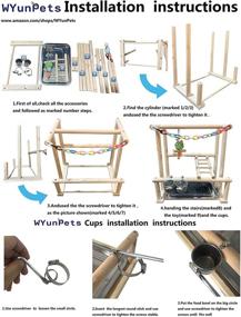 img 1 attached to 🦜 Natural Wood Bird Playground Stand with Feeder Cups & Toys - Cockatiel Perch Gym and Playpen Ladder for Exercise (Includes Chewing Toy)