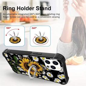 img 1 attached to 🌻 Sunflower Daisy Cute Design iPhone 12 Pro Max Case for Women and Girls - Strap Lanyard, Finger Grip Ring Holder and Flower Floral Protective Shockproof Back Bumper Cover Case, 6.7 Inch