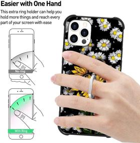 img 2 attached to 🌻 Sunflower Daisy Cute Design iPhone 12 Pro Max Case for Women and Girls - Strap Lanyard, Finger Grip Ring Holder and Flower Floral Protective Shockproof Back Bumper Cover Case, 6.7 Inch