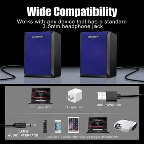 img 2 attached to 🔊 Vaensong VS12 Surround Sound Computer Speakers,2.0 Channel Wired Multimedia Desktop Speakers for Desktop PC Laptop,USB Powered with 3.5mm Cable - Blue