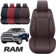 aierxuan seat covers for dodge ram custom fit 2009-2022 1500 2500 3500 truck pickup crew quad regular cab waterproof leather airbag compatible cushions(2 pcs front/brown) logo