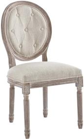 img 3 attached to 🪑 Улучшите свое обеденное пространство с моделью "Arise French Vintage" от Modway - бежевое кресло с тканевой обивкой и декоративными капитоне.