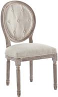 🪑 enhance your dining space with modway's arise french vintage beige tufted upholstered fabric side chair logo