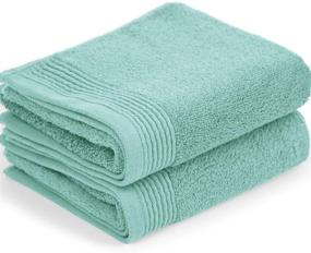 img 4 attached to Cleanbear Teal Combed Cotton Hand Towels - Ultra Soft and Highly Absorbent, Ideal for Guest Rooms - 13 x 29 Inches (2 Pack)