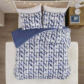 img 2 attached to Rae Cozy Comforter Sherpa Printed Forsty Ice Pattern Intelligent Design - Warm Down Alternative Berber Bed Set with Matching Shams, Full/Queen Size (90"x90"), Blue 3 Piece