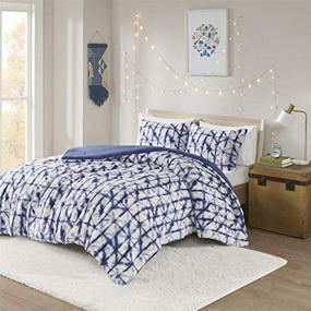 img 4 attached to Rae Cozy Comforter Sherpa Printed Forsty Ice Pattern Intelligent Design - Warm Down Alternative Berber Bed Set with Matching Shams, Full/Queen Size (90"x90"), Blue 3 Piece