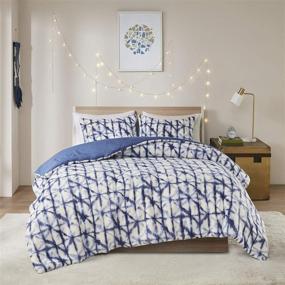 img 3 attached to Rae Cozy Comforter Sherpa Printed Forsty Ice Pattern Intelligent Design - Warm Down Alternative Berber Bed Set with Matching Shams, Full/Queen Size (90"x90"), Blue 3 Piece