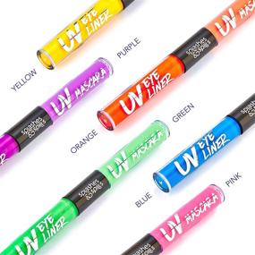 img 1 attached to 🌈 6 Color Variety Pack of UV Glow Blacklight Eyeliner and Mascara - 6ml for Day or Night Stage, Clubbing, or Costume Makeup by Splashes & Spills