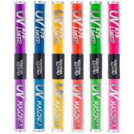 🌈 6 color variety pack of uv glow blacklight eyeliner and mascara - 6ml for day or night stage, clubbing, or costume makeup by splashes & spills logo