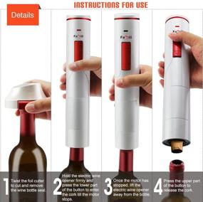 img 3 attached to 🍷 Famili FM700WR Electric Wine Opener: Rechargeable Corkscrew with Foil Cutter, 180 Bottles per Charge - Pearl White