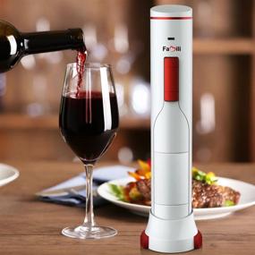 img 2 attached to 🍷 Famili FM700WR Electric Wine Opener: Rechargeable Corkscrew with Foil Cutter, 180 Bottles per Charge - Pearl White