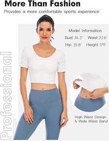 img 2 attached to 👚 ECUPPER Womens Long Sleeve Sport Crop Top: Backless Yoga & Fitness Shirt with Thumb Hole and Padded Straps