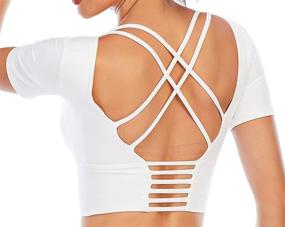 img 4 attached to 👚 ECUPPER Womens Long Sleeve Sport Crop Top: Backless Yoga & Fitness Shirt with Thumb Hole and Padded Straps