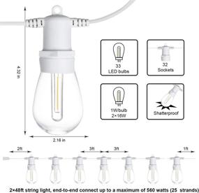 img 3 attached to 🌞 SUNTHIN White Outdoor String Lights, 2 Pack 48ft Patio String Light White Cord with 32 Durable LED Bulbs for Garden, Backyard, Porch, Cafe, Deck, Camping, Wedding, Party, Gathering