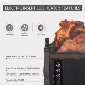 img 2 attached to 🔥 VIVOHOME 110V Electric Fireplace Insert Log Quartz Realistic Ember Bed Fan Heater: Black - Exceptional Functionality with Infrared Remote Controller