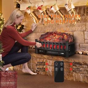 img 3 attached to 🔥 VIVOHOME 110V Electric Fireplace Insert Log Quartz Realistic Ember Bed Fan Heater: Black - Exceptional Functionality with Infrared Remote Controller