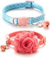 🐱 bluerise 2-pack cat collars with bells - adjustable kitten collars, breakaway safety buckle, ideal for girls logo