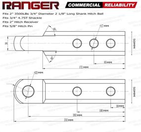 img 2 attached to 🚗 Удлиненный алюминиевый прицепной ресивер Ranger 2 дюйма с адаптером для карабина 3/4 дюйма - 20 000 фунтов глянцевый красный