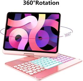 img 2 attached to GreenLaw iPad Pro 11 2021 Case with Keyboard: 360° Rotatable, 3-Zone 7 Color Backlight - Rose Gold